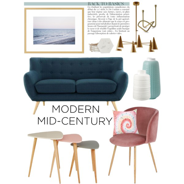 Blue sofa pink decor