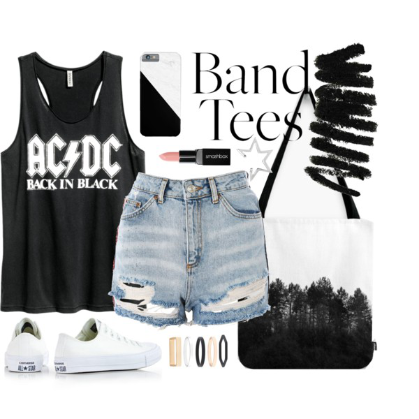 Cool band tee outfit ideas - Denim shorts band tee outfit